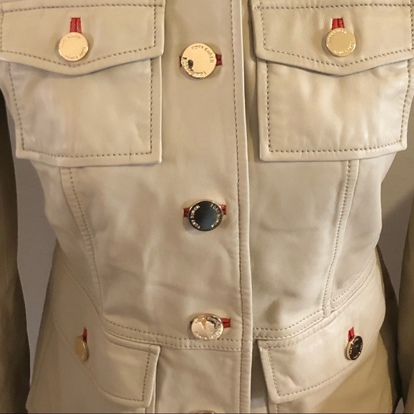 Tory Burch Tan/Beige Genuine Leather Jacket - Sz 0 - Picture 3 of 6